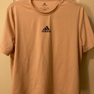 Adidas x Zoe Saldana Neutral Workout T Shirt - Large, Halo Blush Color
